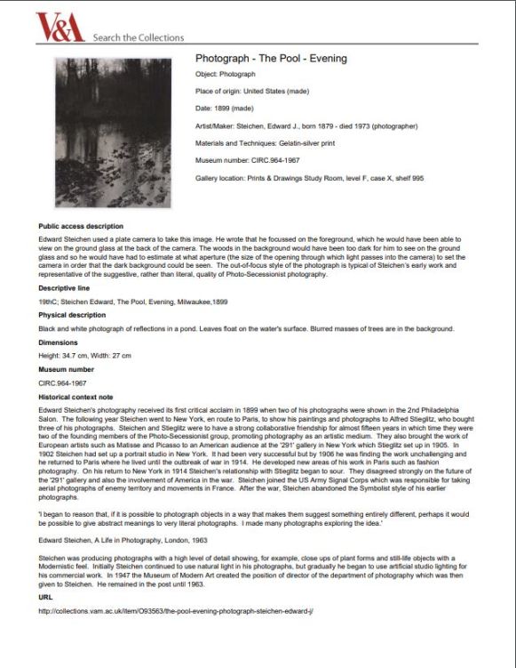 Example of V&amp;A PDF Steichen Edward J The Pool 1899